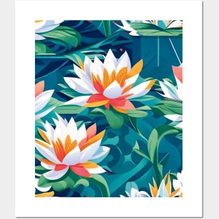 Lotus pond abstract artwork Posters and Art